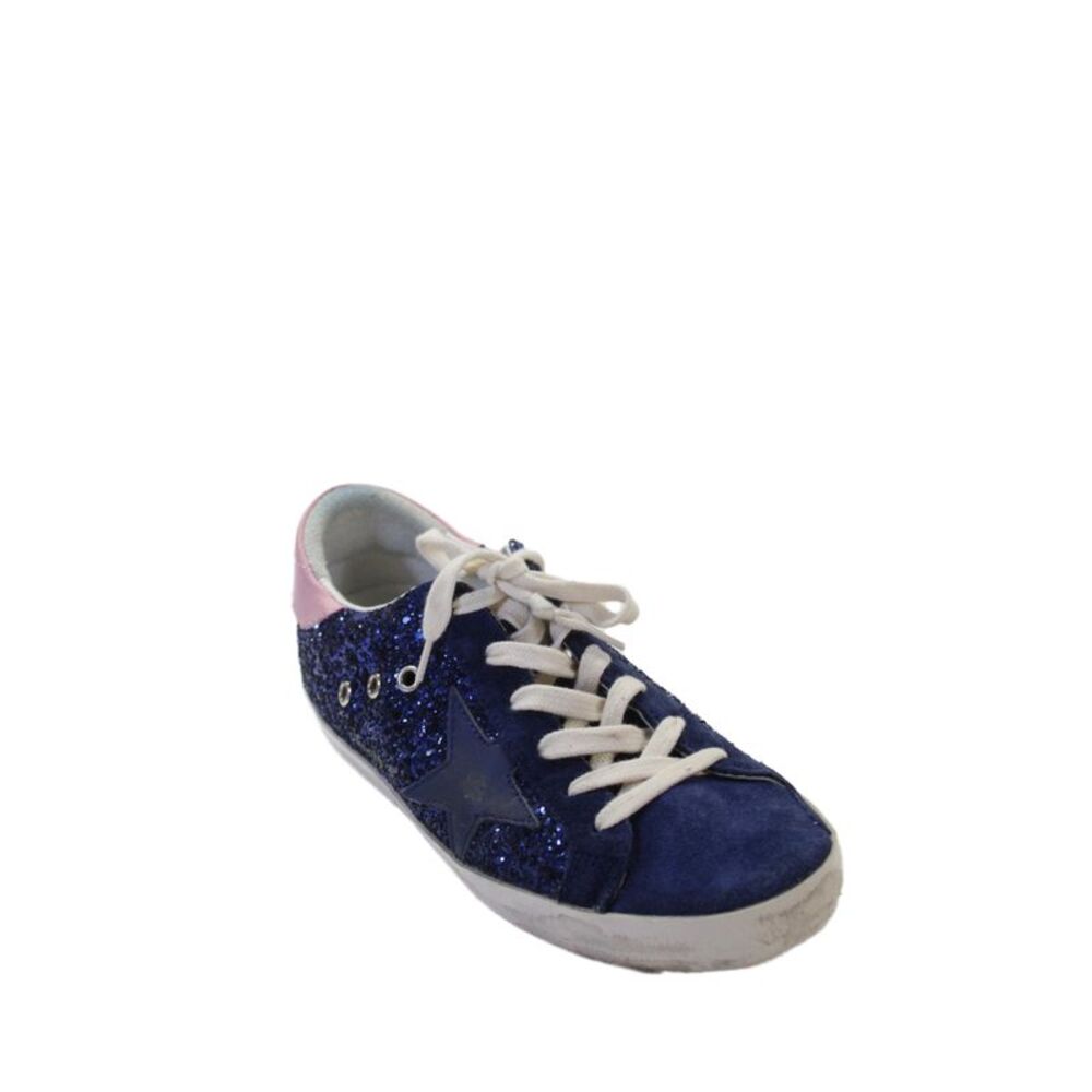 Golden Goose Deluxe Brand Womens Sequined Super Star Sneakers Blue Size 38 8